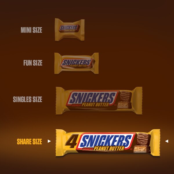 Snickers, Crunchy Peanut Butter Squared Chocolate Bars, Share Size, 3.56 Oz