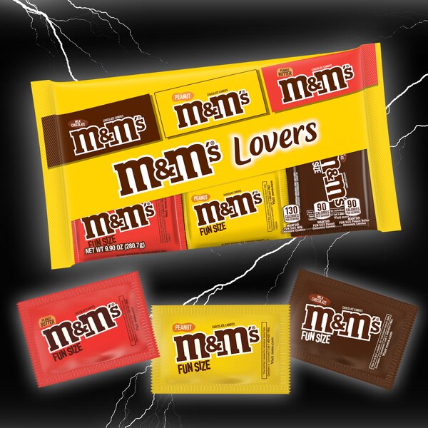 M&M'S Milk Chocolate, Peanut, and Peanut Butter Fun Size Halloween Candy Assortment, 9.9 oz