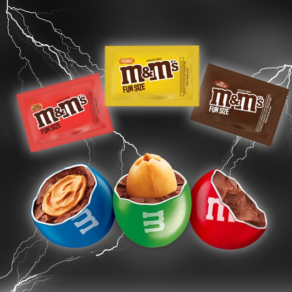 M&M'S Milk Chocolate, Peanut, and Peanut Butter Fun Size Halloween Candy Assortment, 9.9 oz
