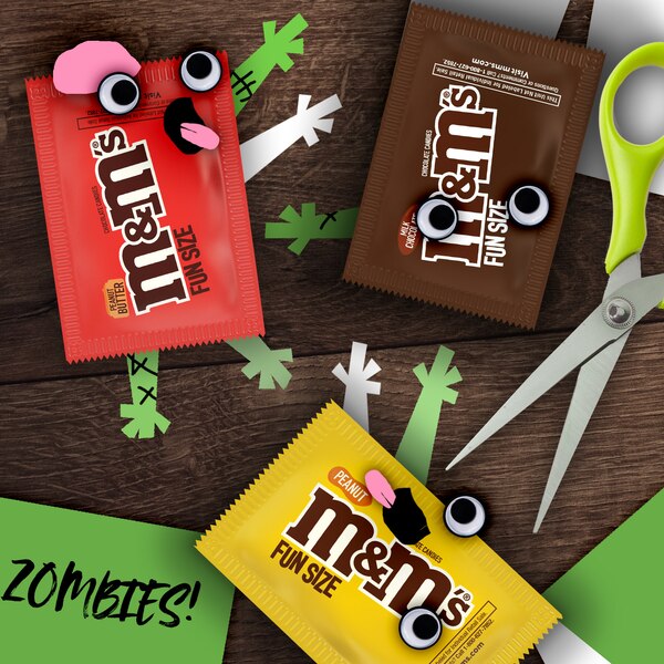 M&M'S Milk Chocolate, Peanut, and Peanut Butter Fun Size Halloween Candy Assortment, 9.9 oz