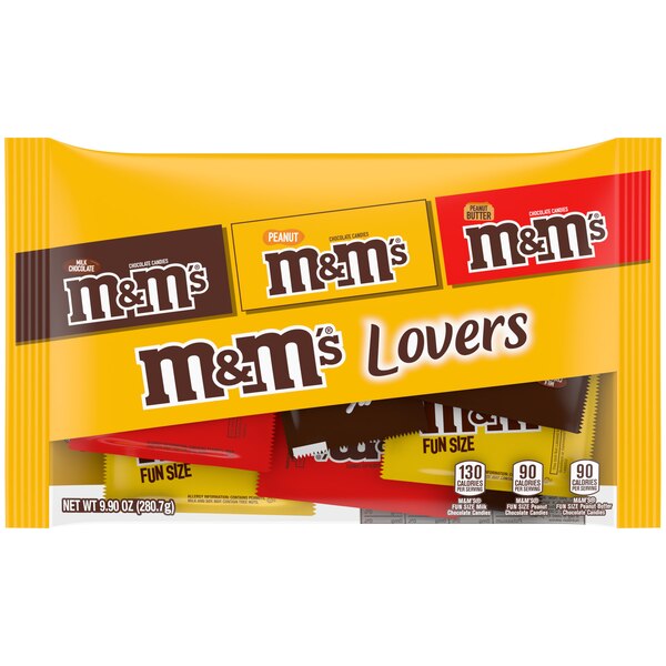 M&M'S Milk Chocolate, Peanut, and Peanut Butter Fun Size Halloween Candy Assortment, 9.9 oz