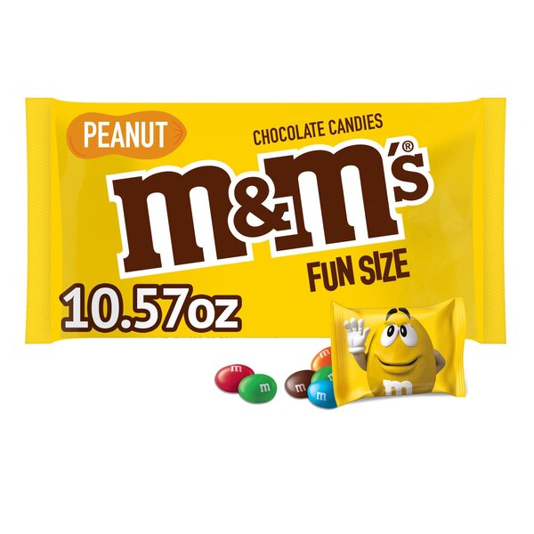 M&M'S Peanut Milk Chocolate Fun Size Candy Bag, 10.57oz