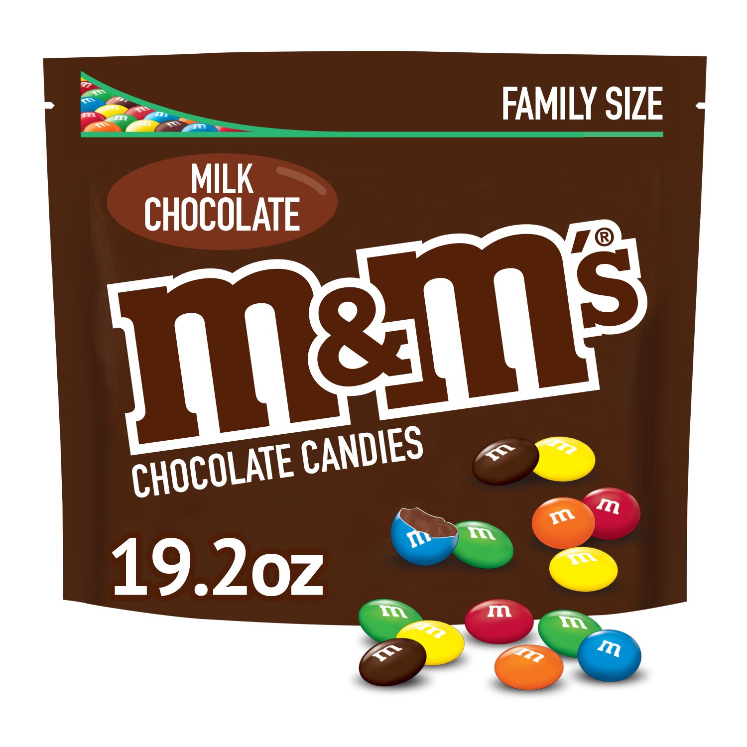 M&M'S Milk Chocolate Candy, Family Size, 19.2 oz Bag
