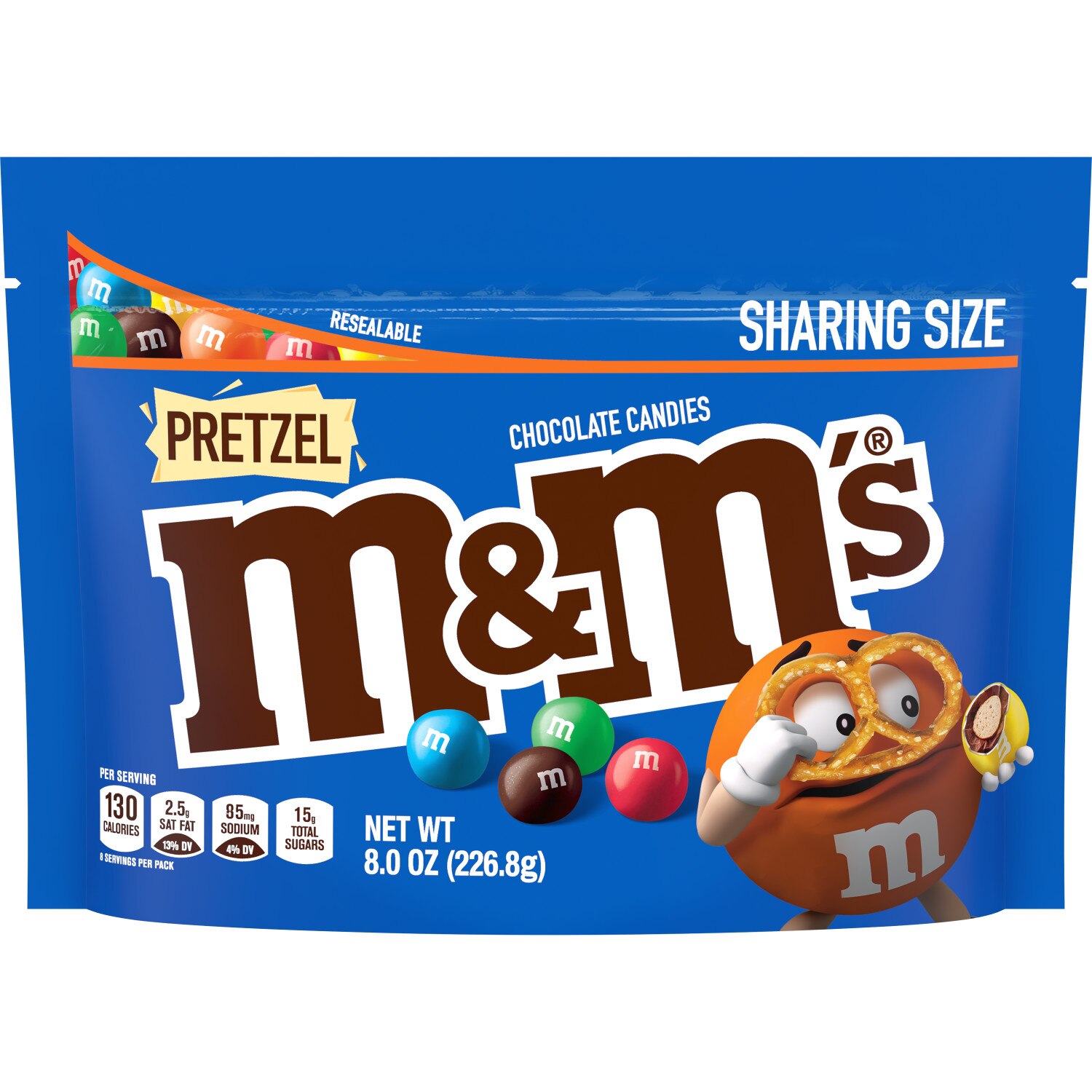 M&M'S Pretzel Milk Chocolate Candy, Sharing Size, 8 oz Bag