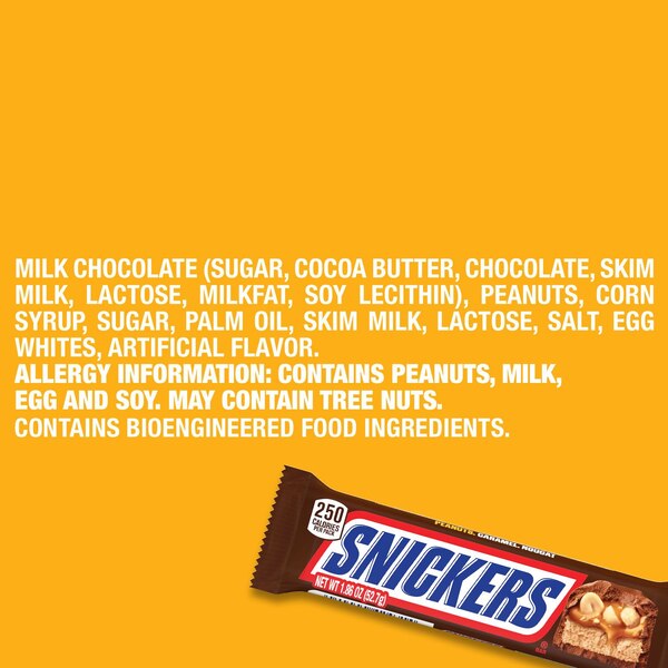 Snickers, Full Size Chocolate Candy Bar, 1.86 oz Bar