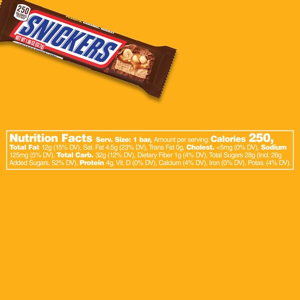 Snickers, Full Size Chocolate Candy Bar, 1.86 oz Bar
