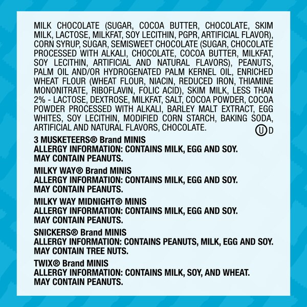 Snickers, Twix, 3 Musketeers, Milky Way, Minis Chocolate Candy Bars Variety Pack, 8.31 Oz Bag