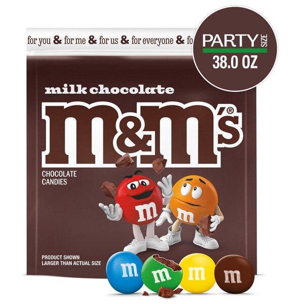 M&M'S Milk Chocolate Candy, Party Size, 38 oz Bag