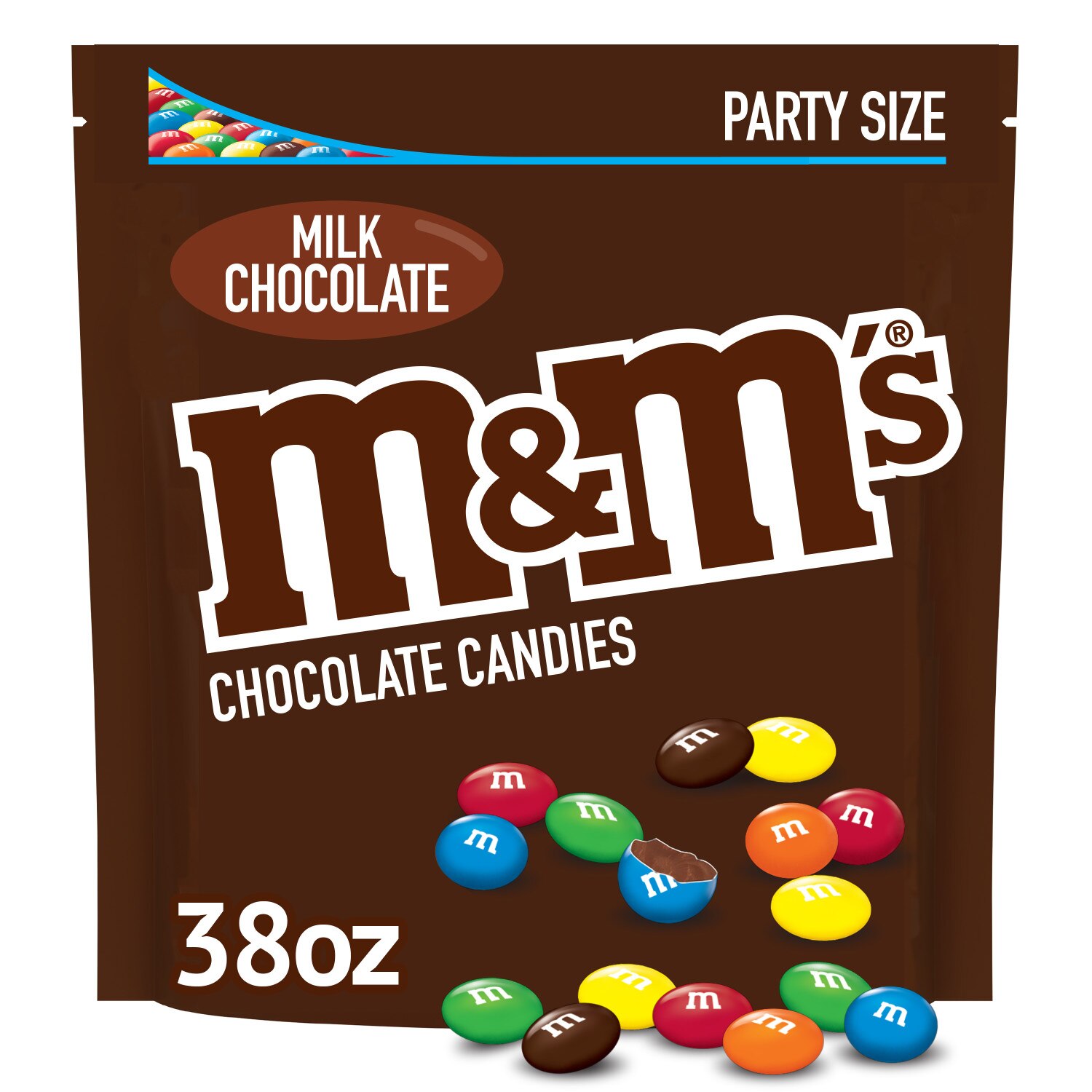 M&M'S Milk Chocolate Candy, Party Size, 38 oz Bag