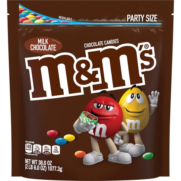 M&M'S Milk Chocolate Candy, Party Size, 38 oz Bag