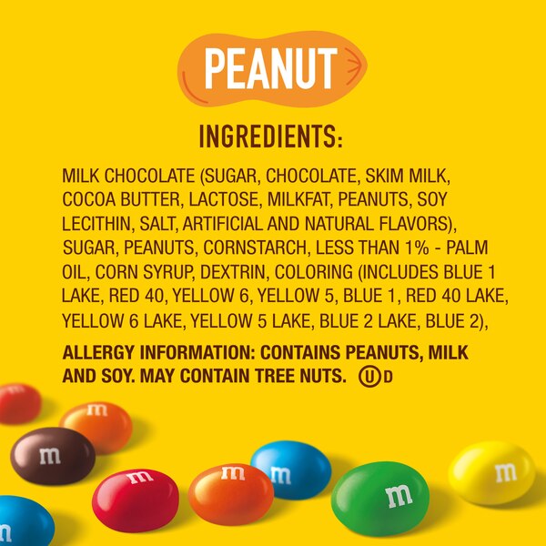 M&M'S Peanut Milk Chocolate Candy, Party Size, 38 oz Bag