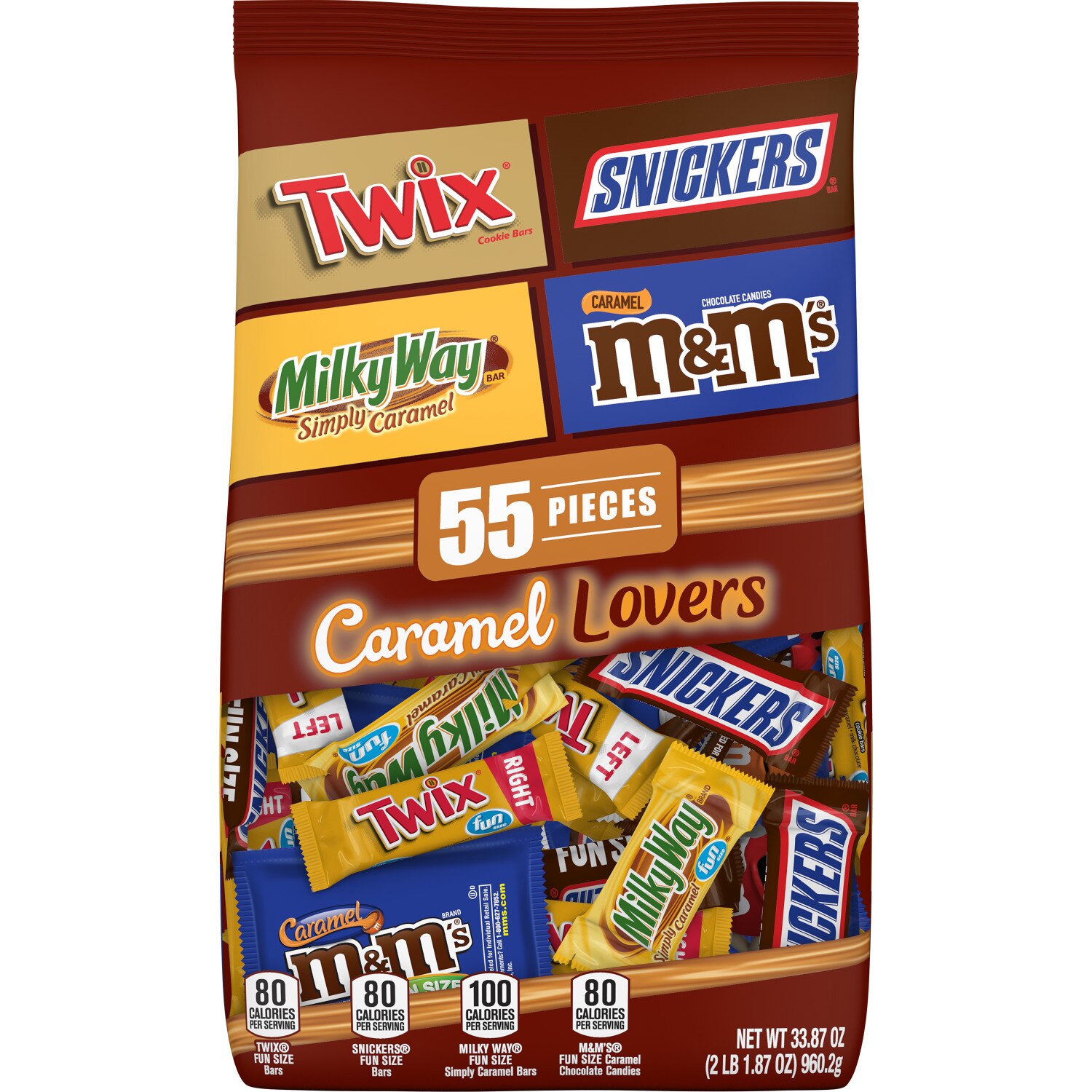 M&M'S, SNICKERS, TWIX & MILKY WAY Fun Size Assorted Caramel Chocolate Candy, 33.87 OZ