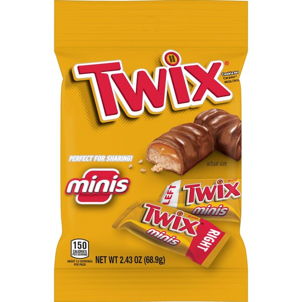 TWIX Minis Caramel Cookie Chocolate Bar Candy, 2.43 oz