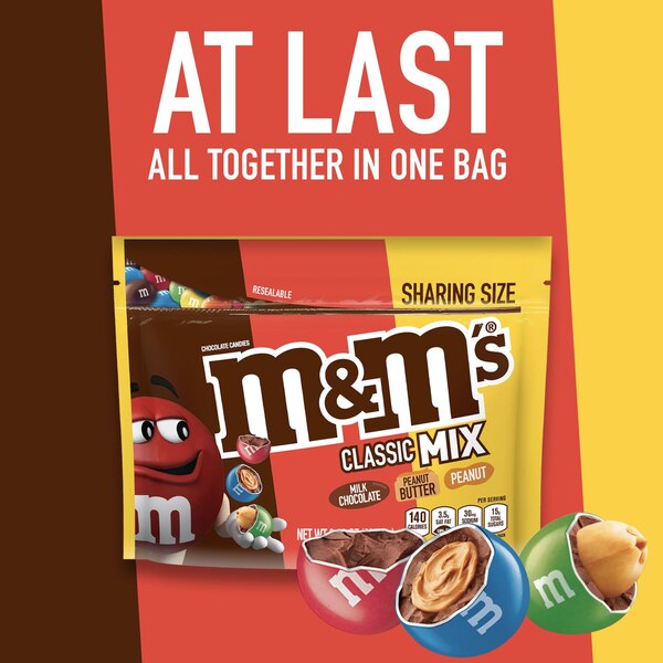 M&M'S Classic Mix Chocolate Candy Sharing Size, Bag, 8.3 oz