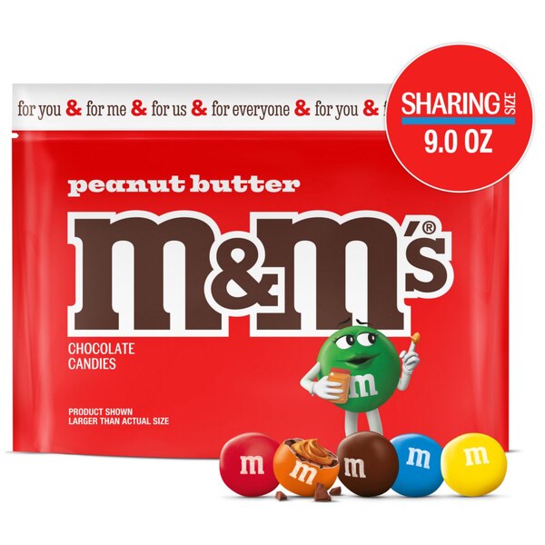 M&M'S Peanut Butter Milk Chocolate Candy, Sharing Size, 9 oz
