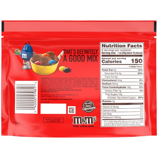 M&M'S Peanut Butter Milk Chocolate Candy, Sharing Size, 9 oz