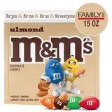 M&M'S Almond Milk Chocolate Candy, Family Size, Resealable Bulk Candy Bag, 15 oz, thumbnail image