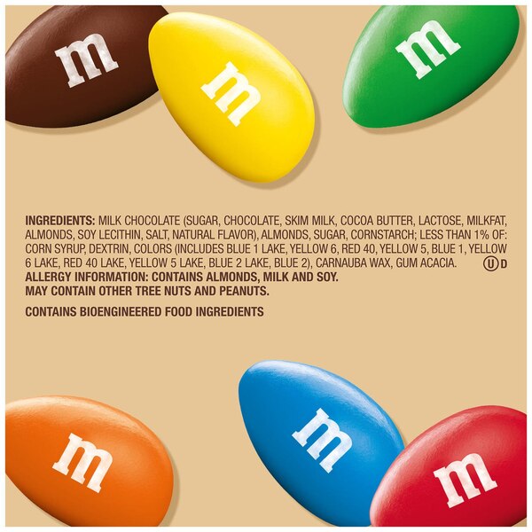 M&M'S Almond Milk Chocolate Candy, Family Size, Resealable Bulk Candy Bag, 15 oz
