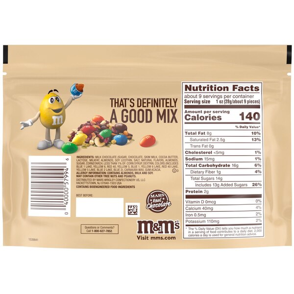 M&M'S Almond Milk Chocolate Candy, Sharing Size, 8.6