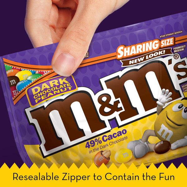 M&M'S Peanut Dark Chocolate Candy, Sharing Size, 9.4 oz Bag