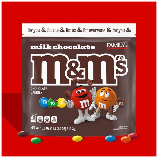 M&M'S Milk Chocolate Candy, Family Size, 19.2 oz