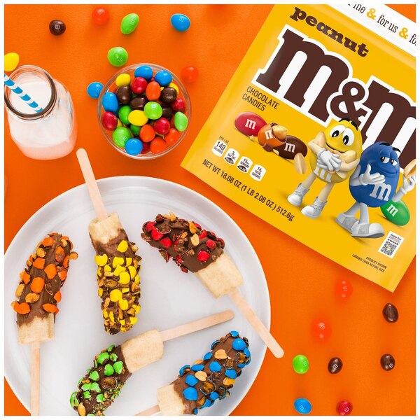 M&M'S Peanut Milk Chocolate Candy, Family Size, 18.08 oz