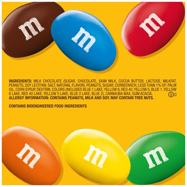 M&M'S Peanut Milk Chocolate Candy, Family Size, 18.08 oz