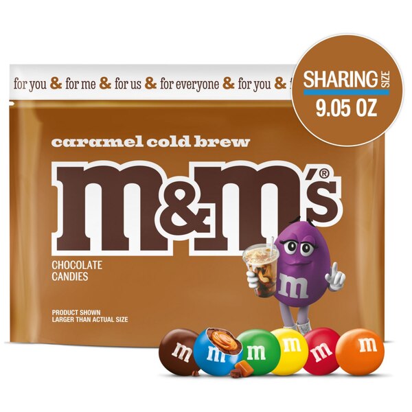 M&M'S Caramel Cold Brew Milk Chocolate Candy, Sharing Size Bag, 9.05 oz