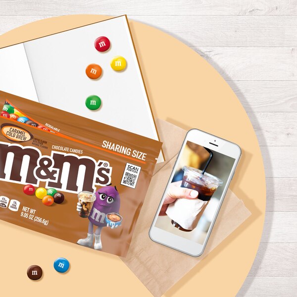 M&M'S Caramel Cold Brew Milk Chocolate Candy, Sharing Size Bag, 9.05 oz