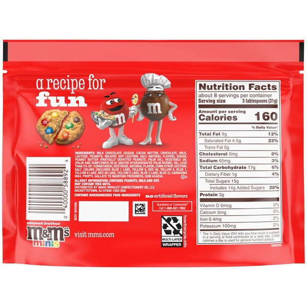M&M'S Minis Peanut Butter Milk Chocolate Candy, Sharing Size, 8.6 Oz