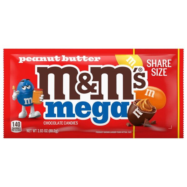 M&M'S Mega Sized Chocolate Candies, Peanut Butter, 2.83 oz