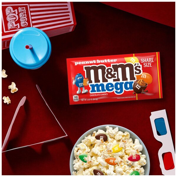 M&M'S Mega Sized Chocolate Candies, Peanut Butter, 2.83 oz