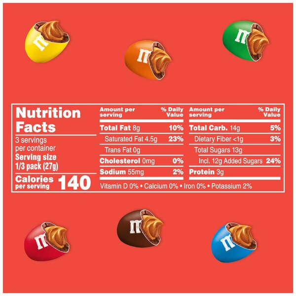 M&M'S Mega Sized Chocolate Candies, Peanut Butter, 2.83 oz