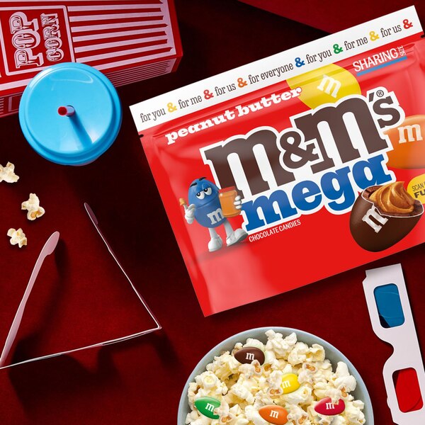 M&M Mega Chocolate Candies, Peanut Butter, 8.6 oz