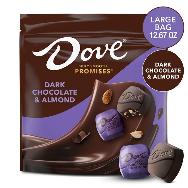 Dove Promises, Dark Chocolate Almond Candy Individually Wrapped Bag , 12.67 oz