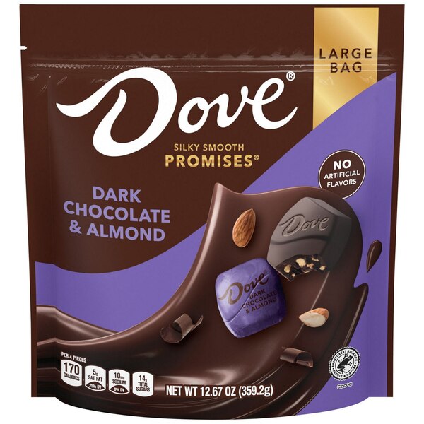 Dove Promises, Dark Chocolate Almond Candy Individually Wrapped Bag , 12.67 oz