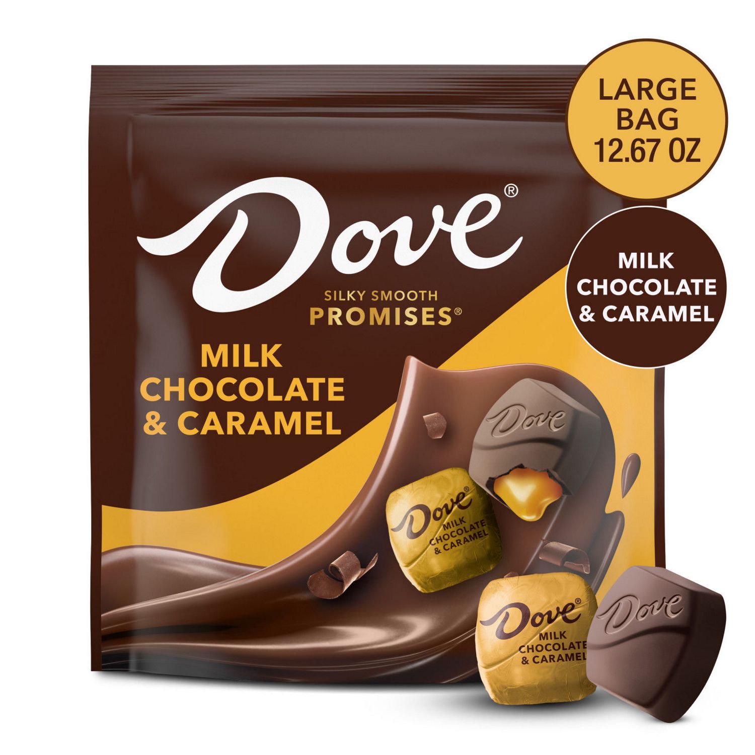 Dove Promises, Milk Chocolate & Caramel Candy Large Bag, 12.67 Oz