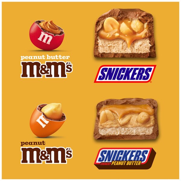 Snickers & M&M's, Peanut Lover Candy Chocolate, Large Variety Bag, 22.66 oz