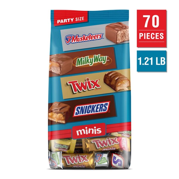 Snickers, Twix, Milky Way & 3 Musketeers, Minis Milk Chocolate Candy Bars, Variety Chocolate Large Bag Jumbo Pack, 30.63 oz
