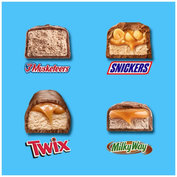 Snickers, Twix, Milky Way & 3 Musketeers, Minis Milk Chocolate Candy Bars, Variety Chocolate Large Bag Jumbo Pack, 30.63 oz