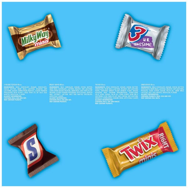 Snickers, Twix, Milky Way & 3 Musketeers, Minis Milk Chocolate Candy Bars, Variety Chocolate Large Bag Jumbo Pack, 30.63 oz