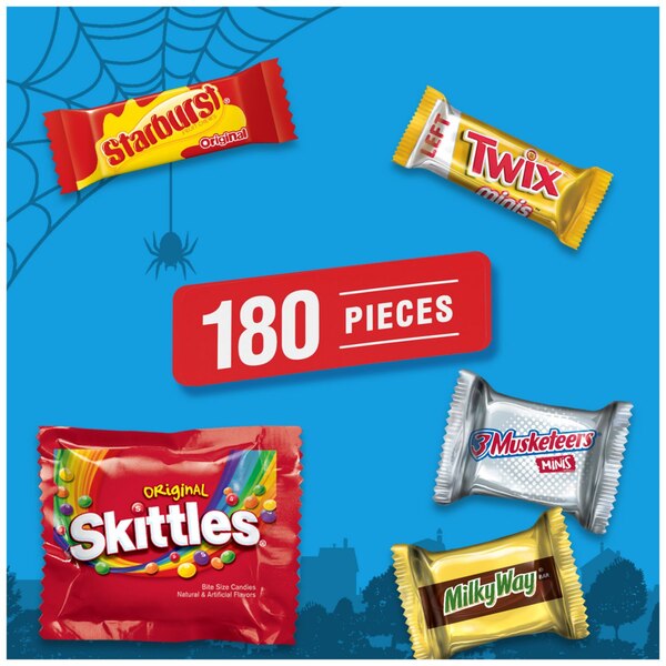 3 Musketeers, Milky Way, Starburst, Skittles, and Twix , Goblin Mixed Candy, 180 ct, 58.63 oz
