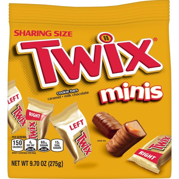 Twix Caramel Minis Size Chocolate Cookie Candy Bar, Sharing Size, Bag, 9.7 oz