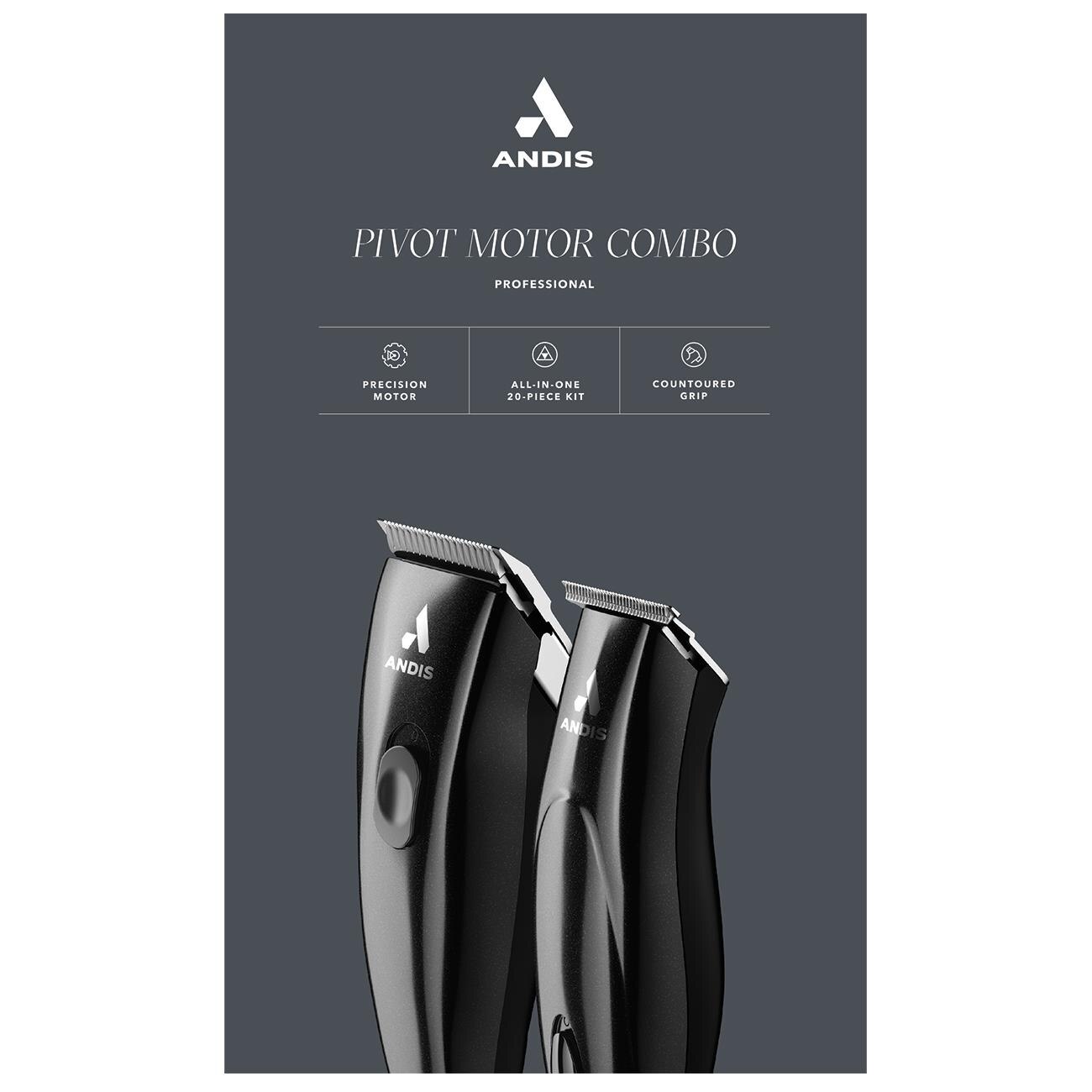 Andis Pivot Motor Hair Clipper Combo Kit, Black, 20 CT