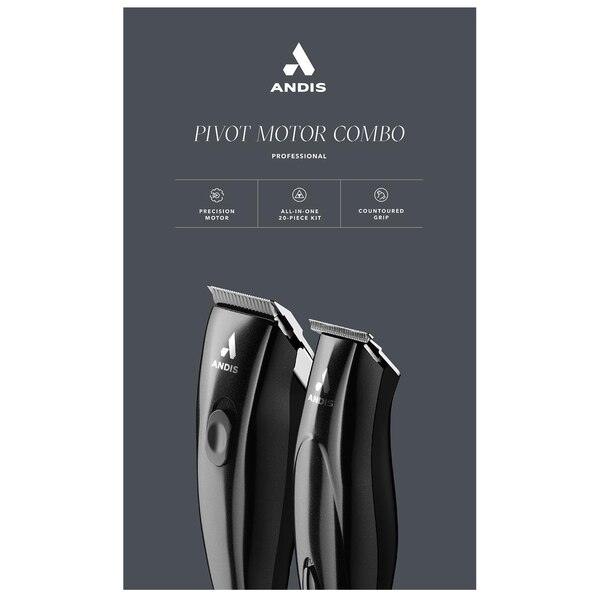 Andis Pivot Motor Hair Clipper Combo Kit, Black, 20 CT