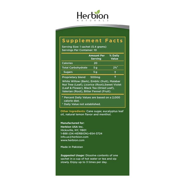 Herbion Naturals Respiratory Care Herbal Granules, Natural Lemon Flavor, 10 CT