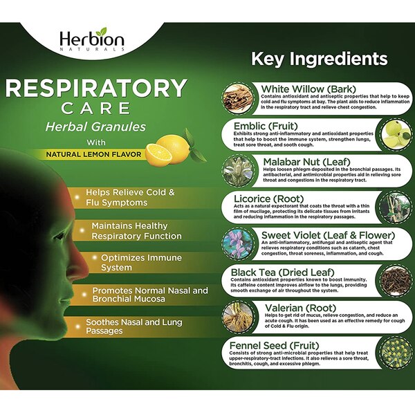 Herbion Naturals Respiratory Care Herbal Granules, Natural Lemon Flavor, 10 CT