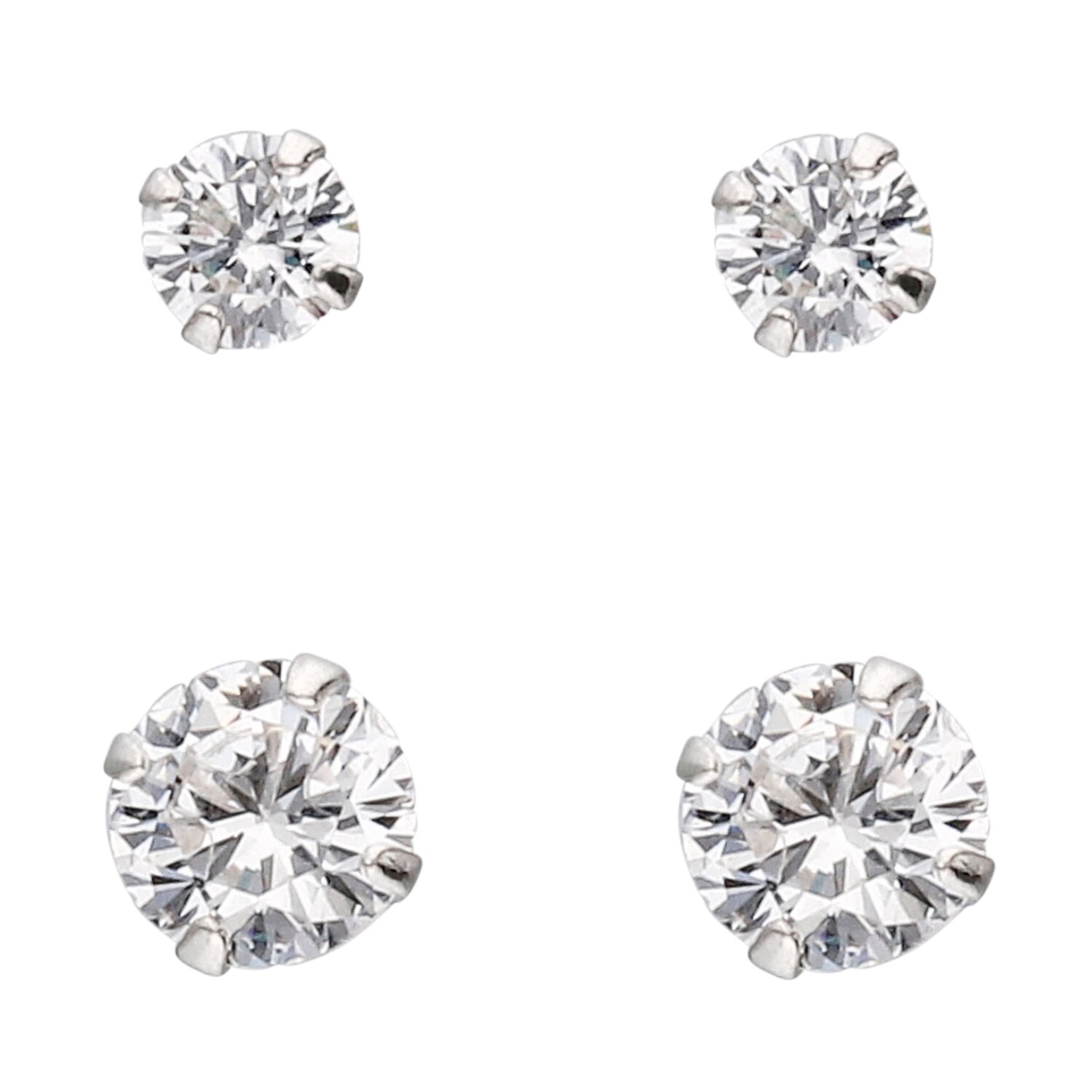 I AM Jewelry Silver Zirconia Stud Earring Set