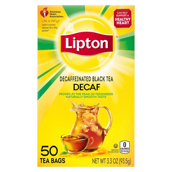 Lipton Decaffeinated Black Tea Bags, 50 ct, 3.3 oz