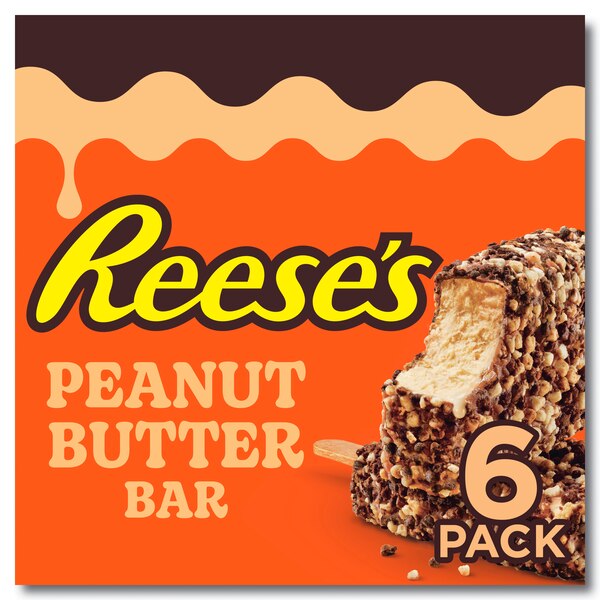 Reese's  Milk Chocolatey Coating and Cake Crumbs Peanut Butter Frozen Dairy Dessert Bar, 6 CT
